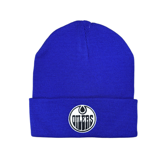 NHL Knit Hat Black & White Replica Cuff Oilers