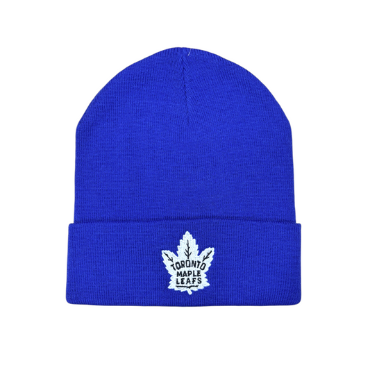 NHL Knit Hat Black & White Logo Replica Cuff Maple Leafs