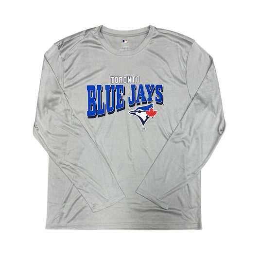 MLB Long Sleeve Poly Shirt Wordmark Blue Jays Large