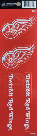 NHL 4Pc Sticker Sheet Red Wings
