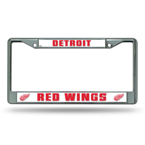 NHL License Plate Frame Chrome Red Wings