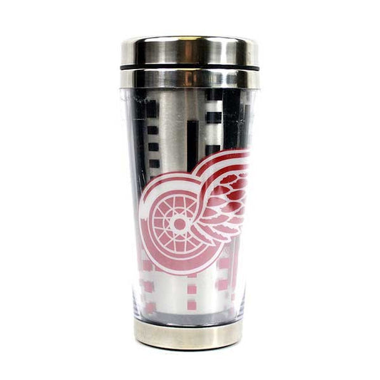 NHL Travel Mug 16oz Stainless Steel Cubed Dots Red Wings