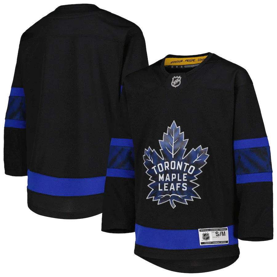 NHL Kids Blank Premier Jersey Alt Black Reversible Maple Leafs