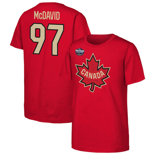 NHL Player T-Shirt Authentic Stack 4 Nations Team Canada Connor McDavid