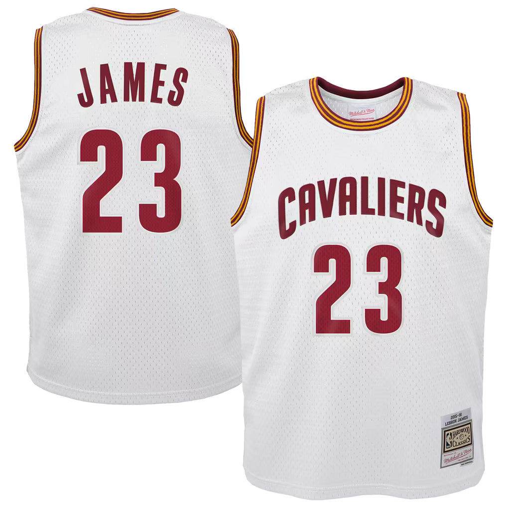 NBA Youth Hardwood Classics Player 2015-16 Swingman Jersey Home LeBron James Cavaliers (White)
