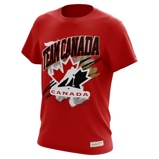 Hockey Canada Premium M&N T-Shirt Trash Polka Red Team Canada