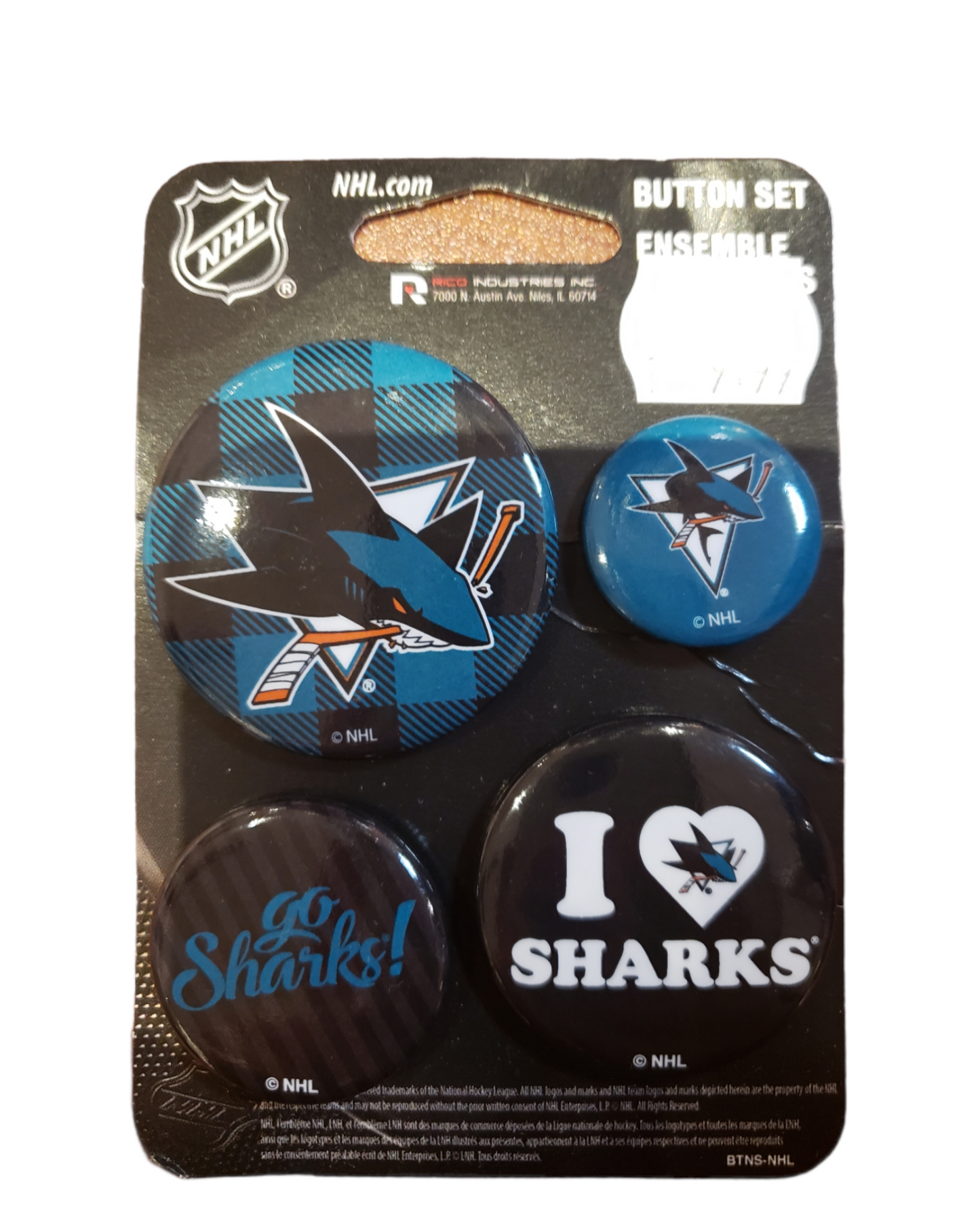NHL Button Set Sharks