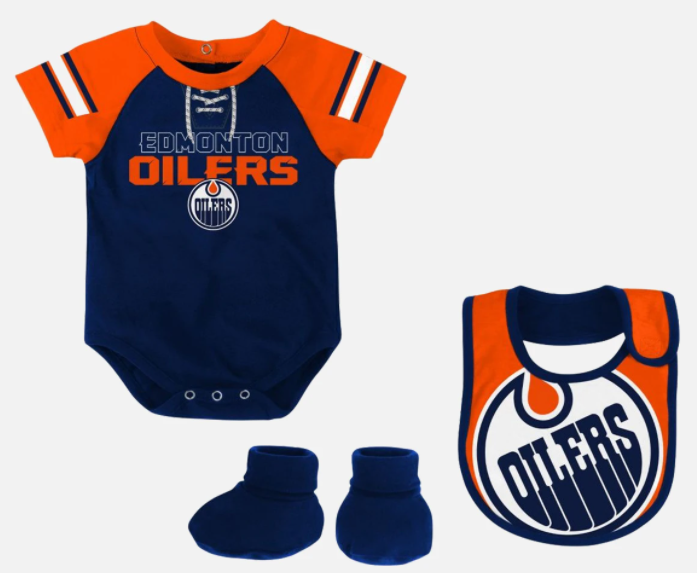 NHL Infant Creeper, Bib And Bootie Set D-Man Oilers
