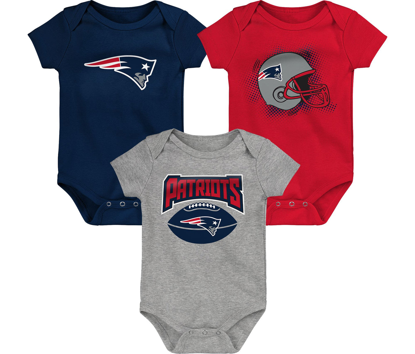 NFL Infant 3Pc Onesie Set Game On Patriots