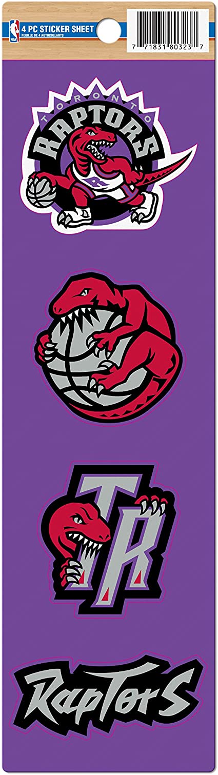 NBA 4Pc Sticker Sheet Heritage Logo Raptors