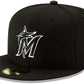MLB Hat 5950 Basic Black and White Marlins
