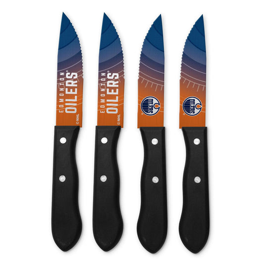 NHL 4 Piece Steak Knife Set Oilers