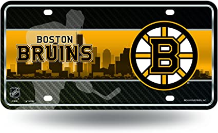 NHL License Plate Metal Skyline Bruins