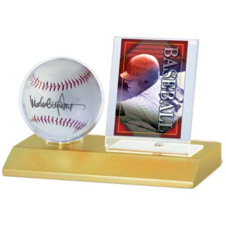 Ultra Pro UP81209 Baseball & Card Light Gold Wood Display Holder