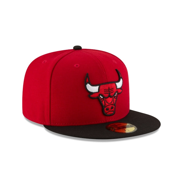 NBA Hat 5950 Basic Two Tone Bulls (Red and Black)