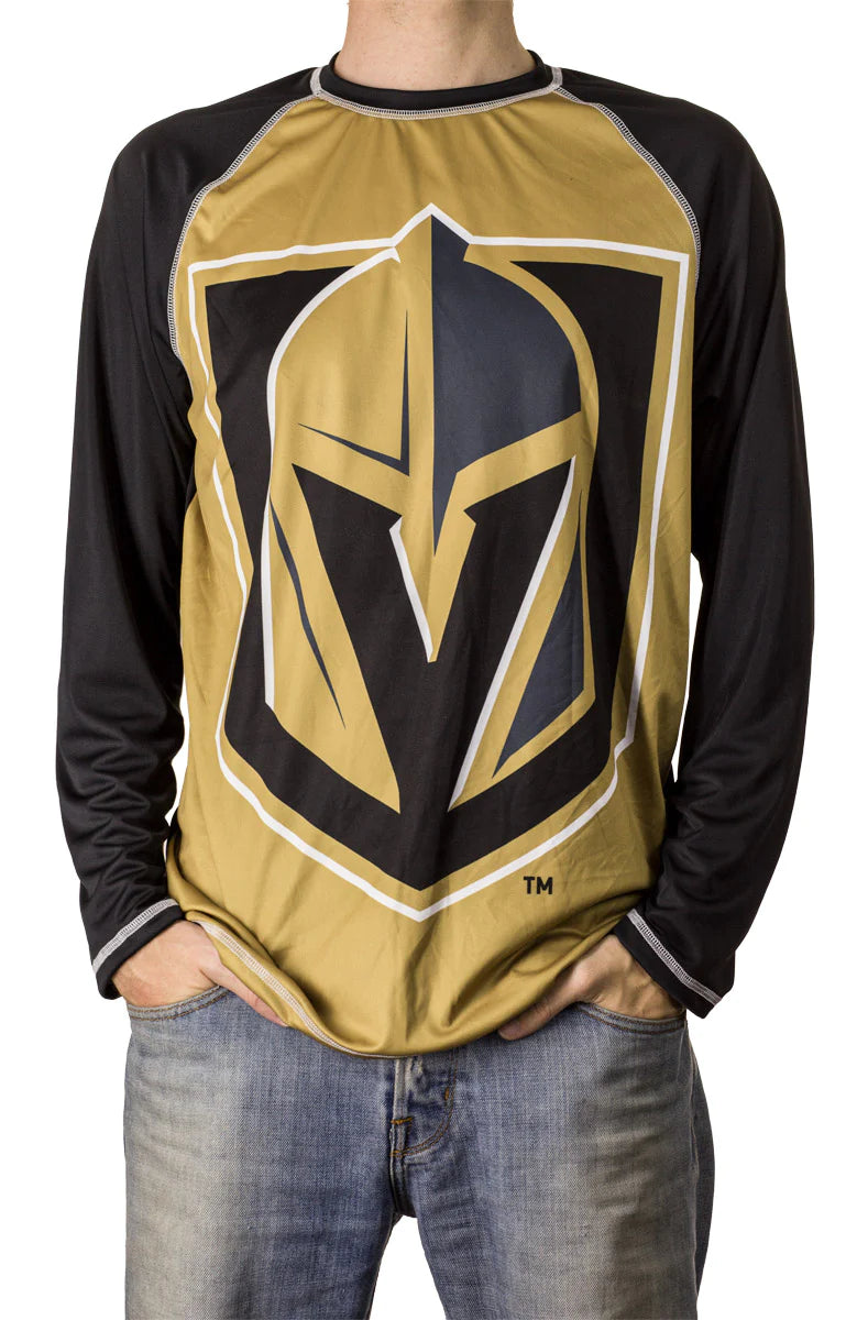 NHL Long Sleeve Poly T-Shirt Rashguard Jersey Style Golden Knights