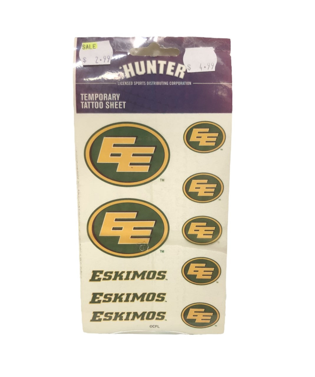 CFL Tattoo Sheet Eskimos