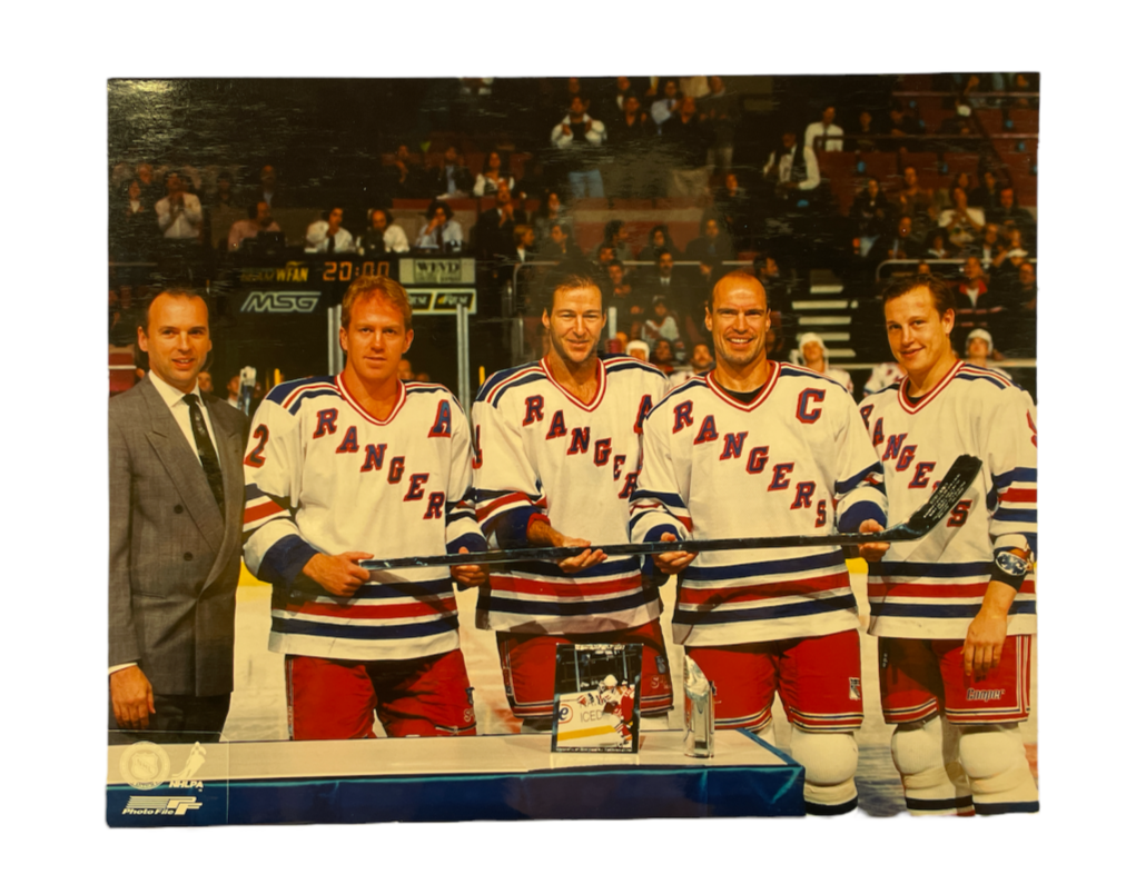 NHL 8x10 Vintage Player Photograph Team Silver Stick Steve Larmer Rangers