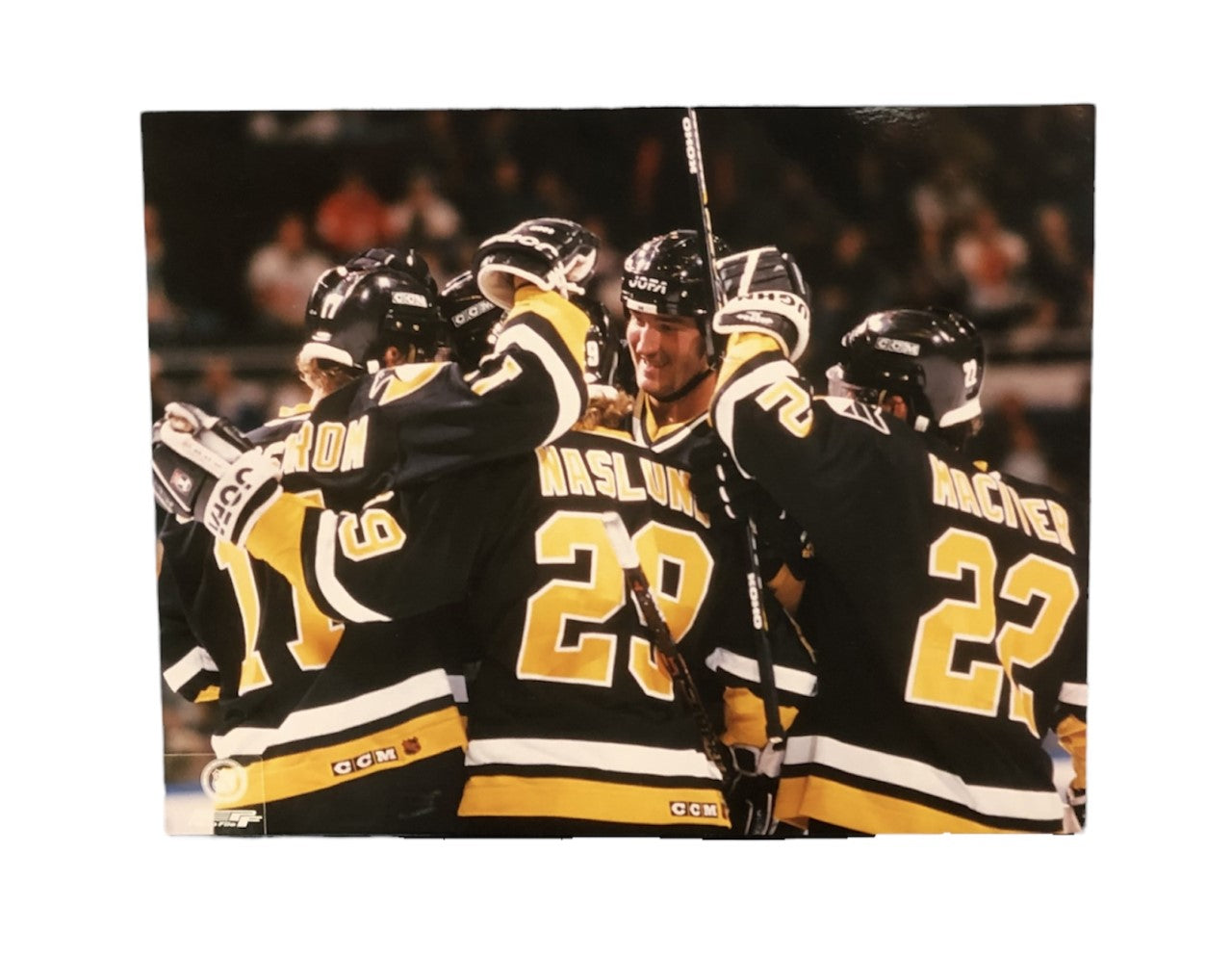 NHL 8X10 Vintage Player Photograph Huddle Mario Lemieux Penguins