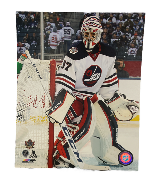 NHL 8x10 Player Photograph Retro Connor Hellebuyck Jets