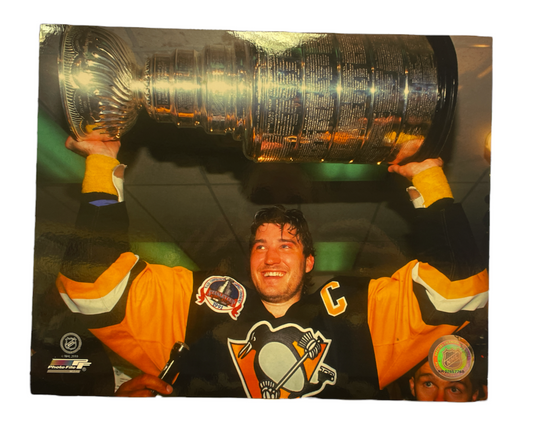 NHL 8x10 Vintage Photograph Stanley Cup Mario Lemieux Penguins