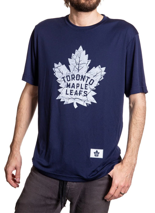 NHL T-Shirt Performance Rashguard Distressed Logo Maple Leafs