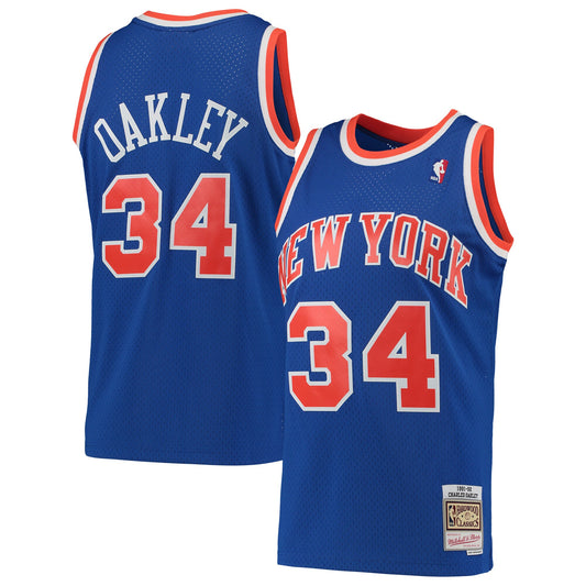 NBA Hardwood Classics Player Swingman Jersey 1991-92 Charles Oakley Knicks (Royal Blue)