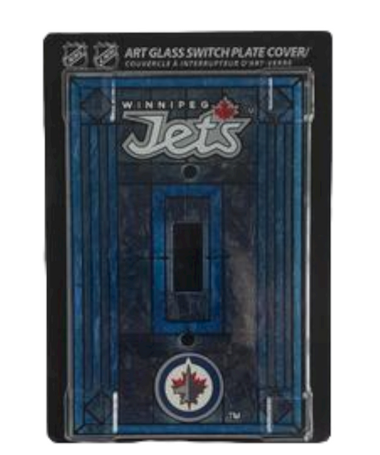 NHL Switch Plate Cover Art Glass Jets