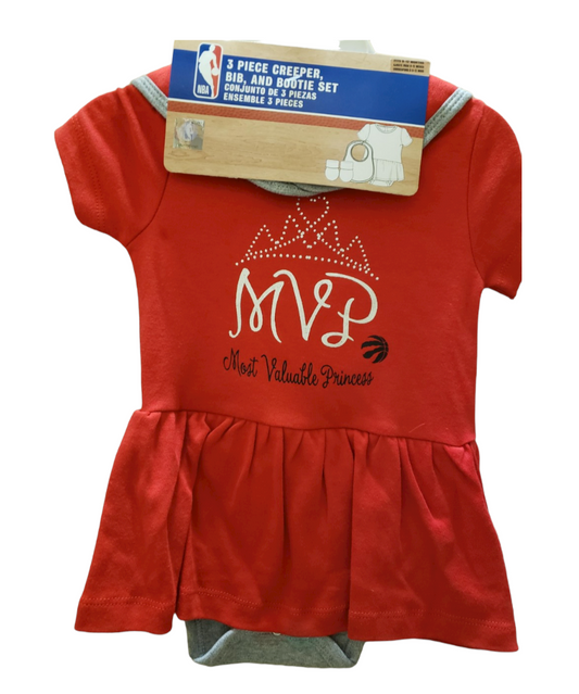 NBA Infant 3Pc Creeper, Bib & Bootie Set MVP Raptors