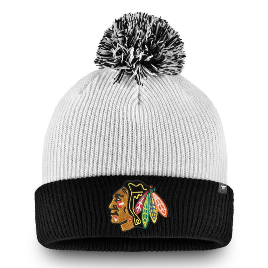 NHL Knit Hat Depth Cuffed With Pom Blackhawks