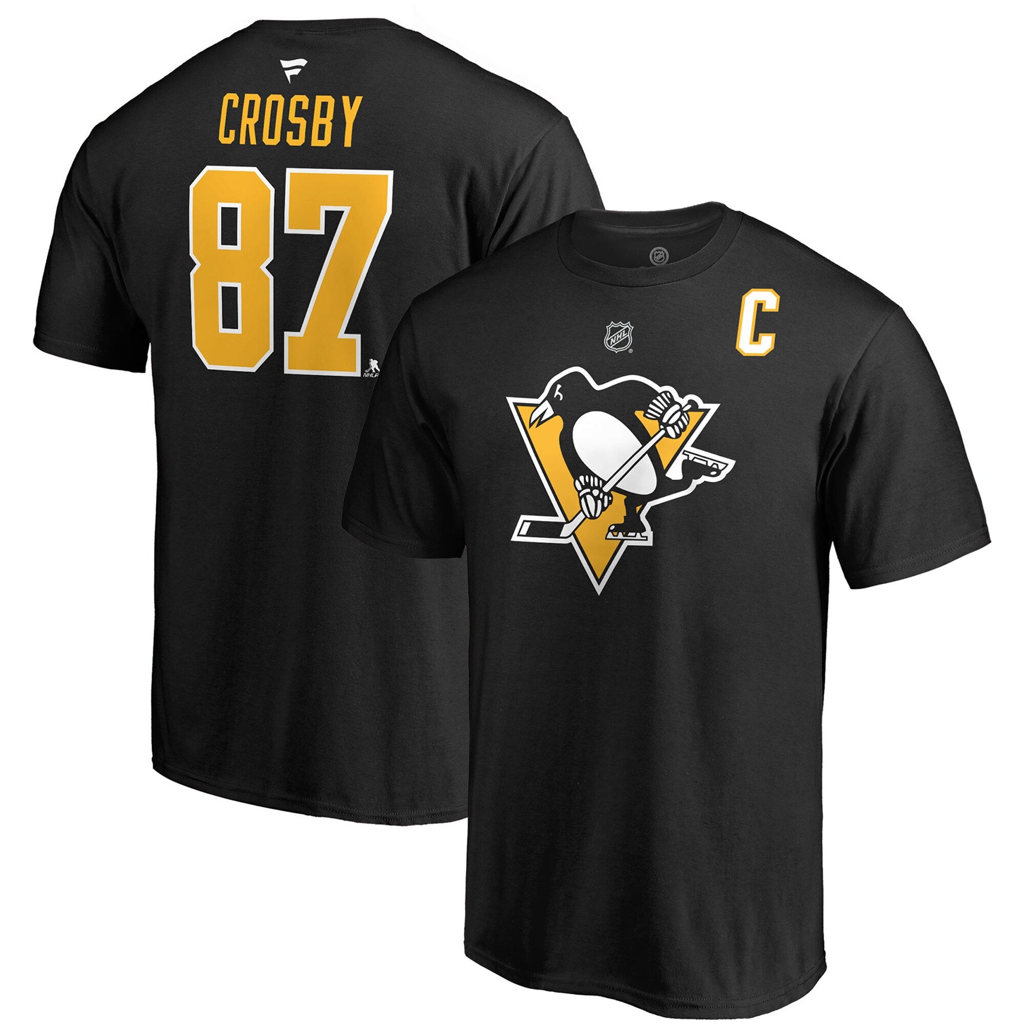 NHL Player T-Shirt Authentic Stack Sidney Crosby Penguins (Black)