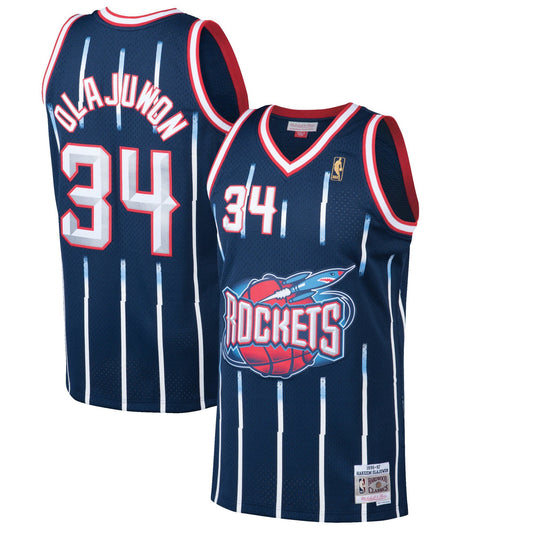 NBA Hardwood Classics Player 1996-97 Swingman Jersey Hakeem Olajuwon Rockets (Navy Blue)