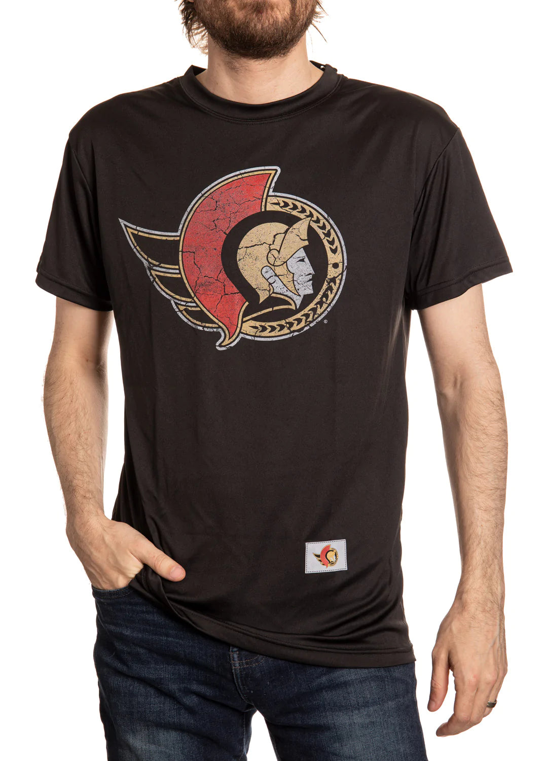 NHL T-Shirt Performance Rashguard Distressed Logo Senators