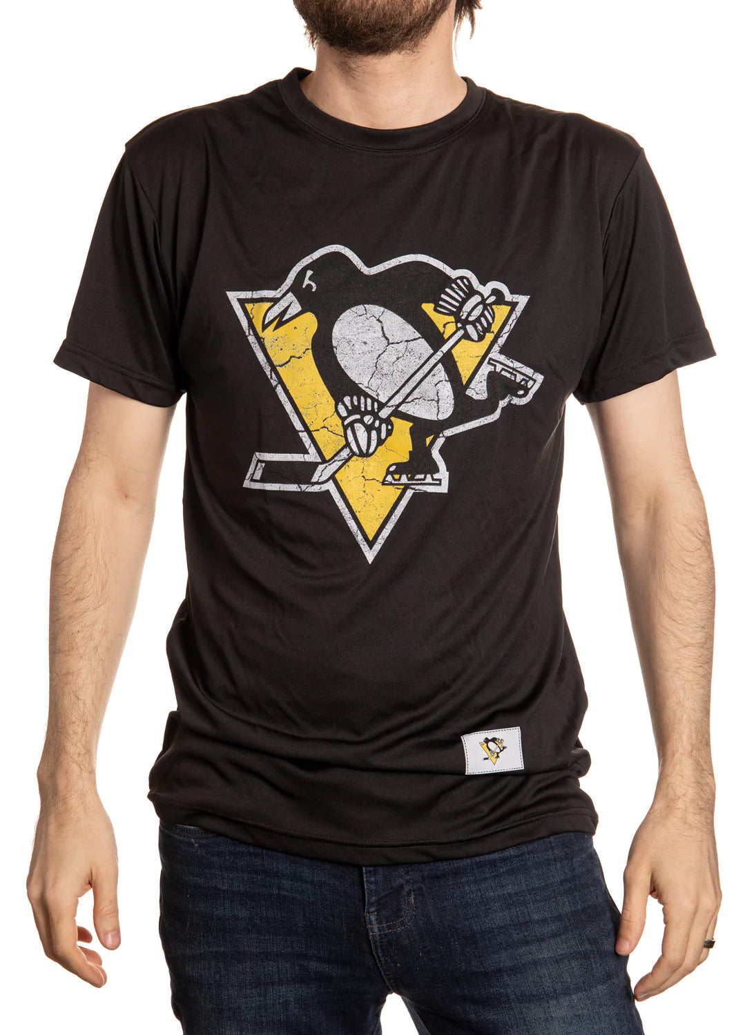 NHL T-Shirt Performance Rashguard Distressed Logo Penguins