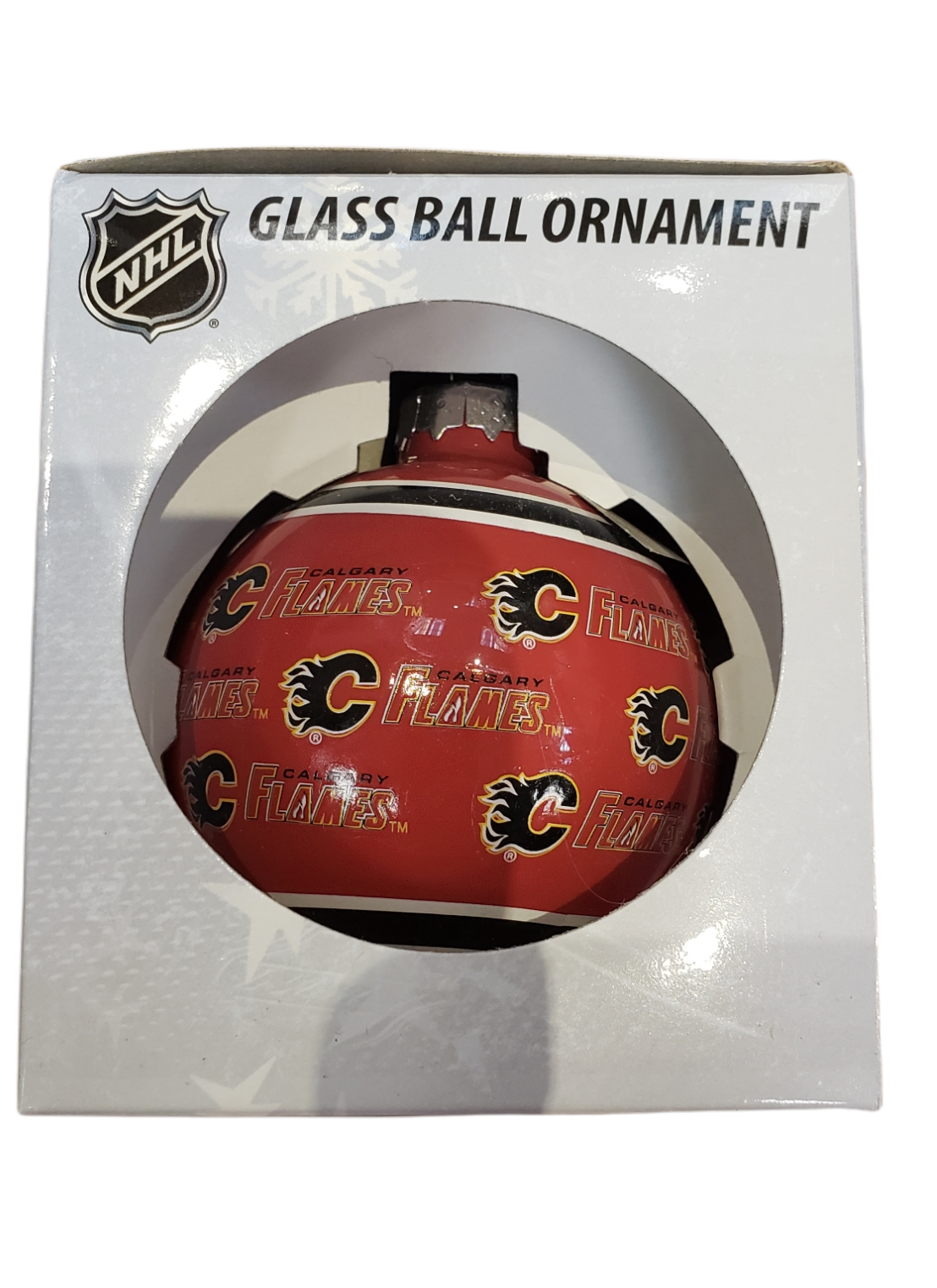 NHL Ornament Glass Ball Printed Flames