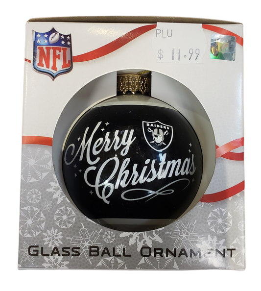 NFL Ornament Glass Ball "Merry Christmas" Raiders