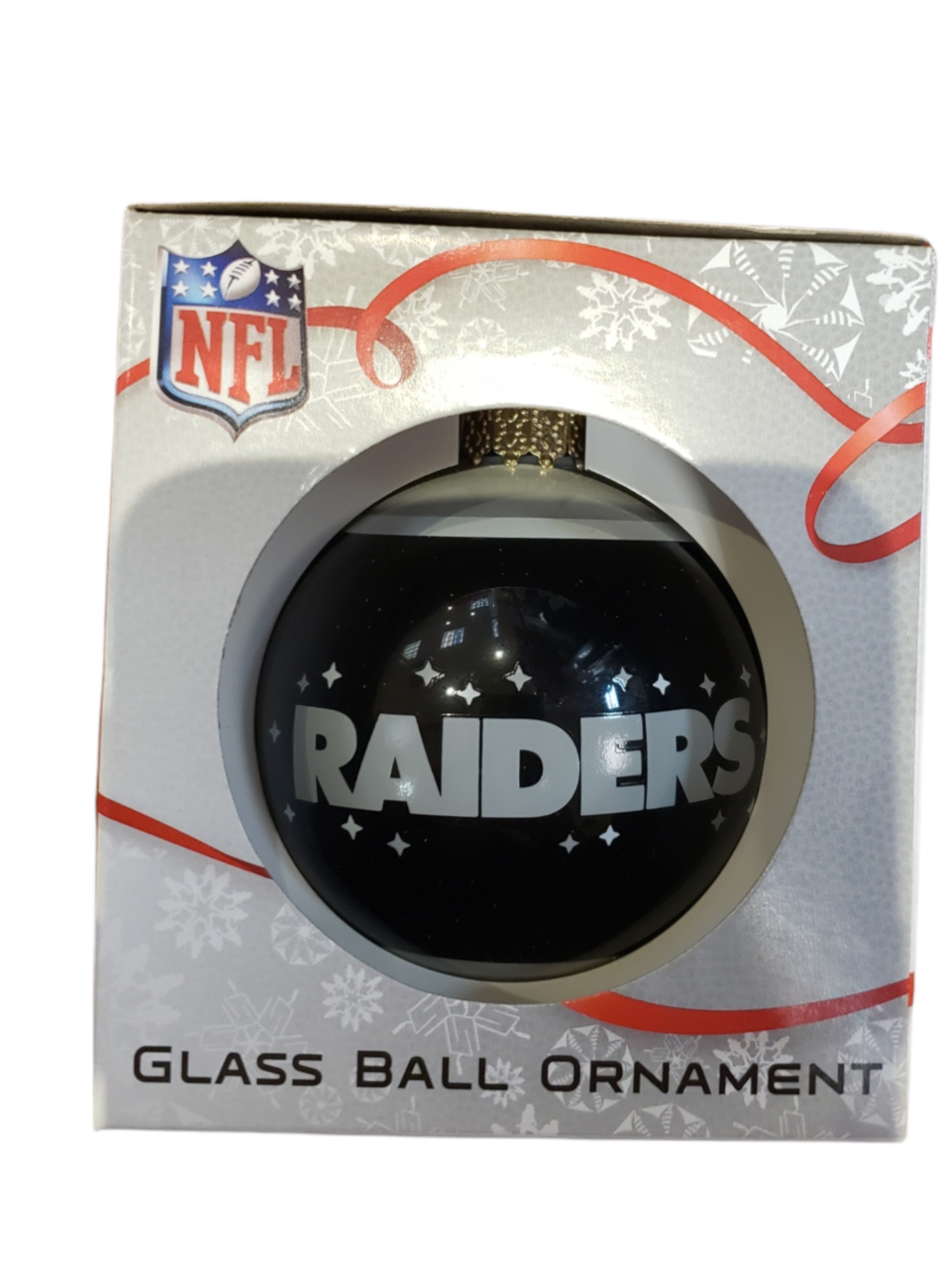 NFL Ornament Glass Ball "Merry Christmas" Raiders
