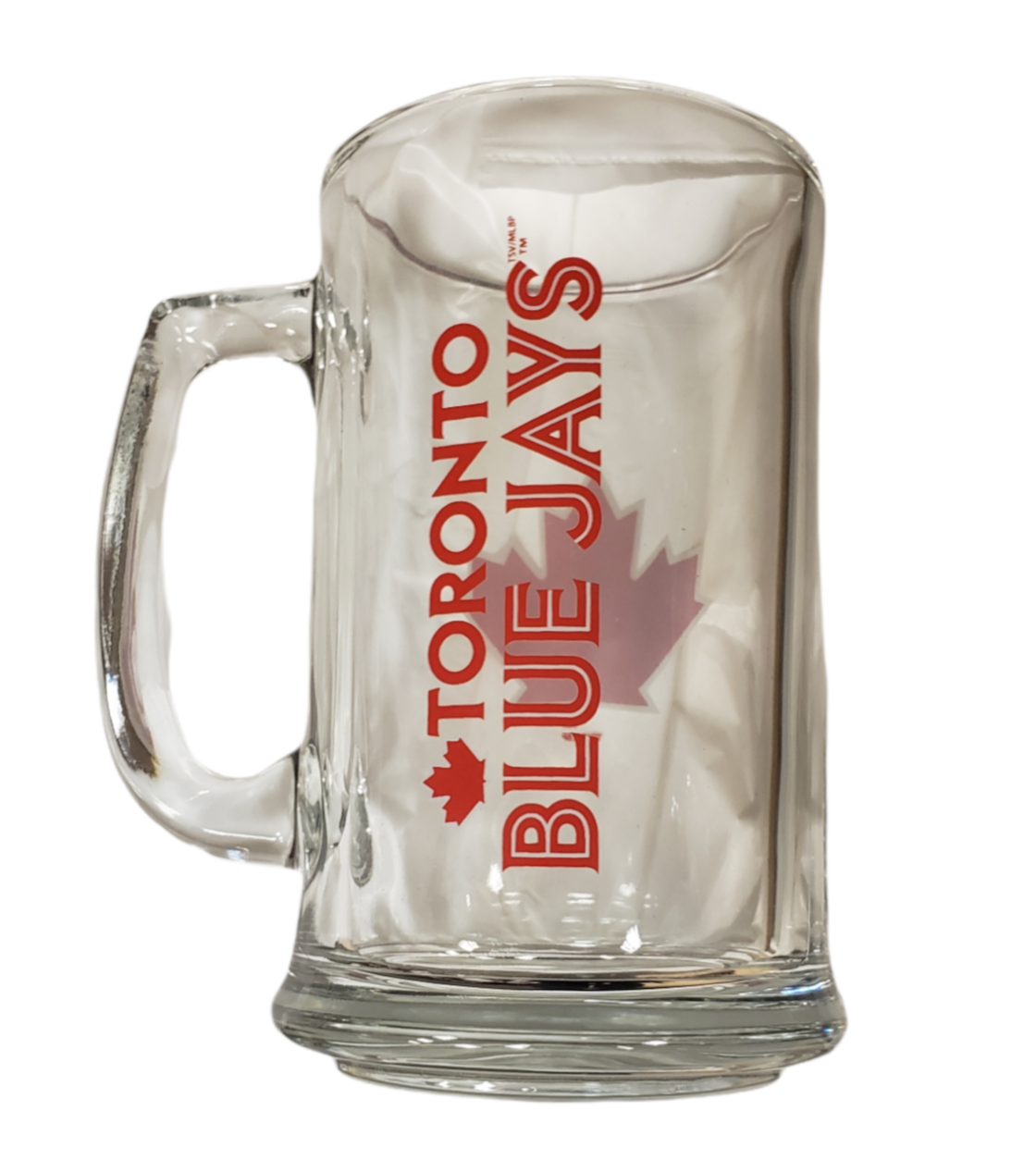 MLB Beer Mug 15 Oz Glass Sport Maple Red Leaf Blue Jays