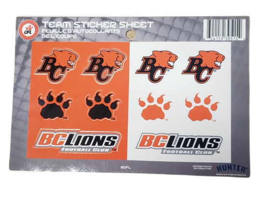 CFL Team Sticker Sheet Lions