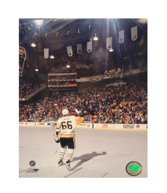 NHL 8x10 Vintage Player Photograph Wave Mario Lemieux Penguins