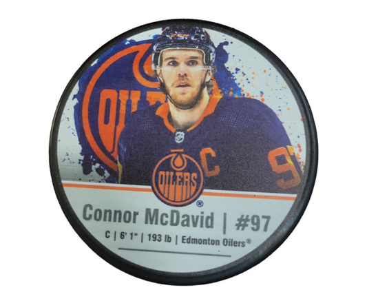 NHL Player Puck Connor McDavid Oilers