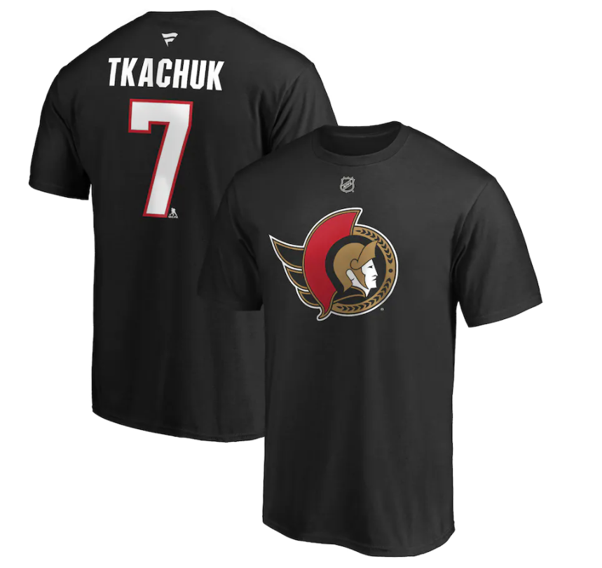 NHL Player T-Shirt Authentic Stack Brady Tkachuk Senators