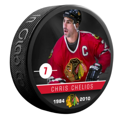 NHL Alumni Player Puck Chris Chelios Blackhawks