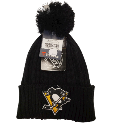 NHL Knit Hat Cuffed W/Pom Primary Logo Penguins