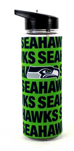 NFL Water Bottle 25oz Neoprene Sleeve Flip Top Seahawks