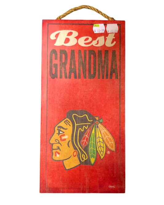 NHL Wooden Sign Best Grandma Blackhawks