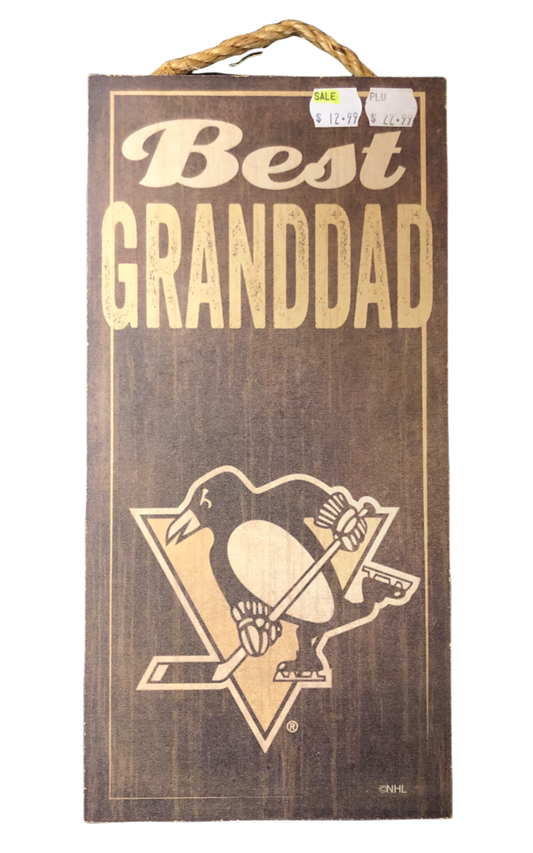 NHL Wooden Sign Best Granddad Penguins