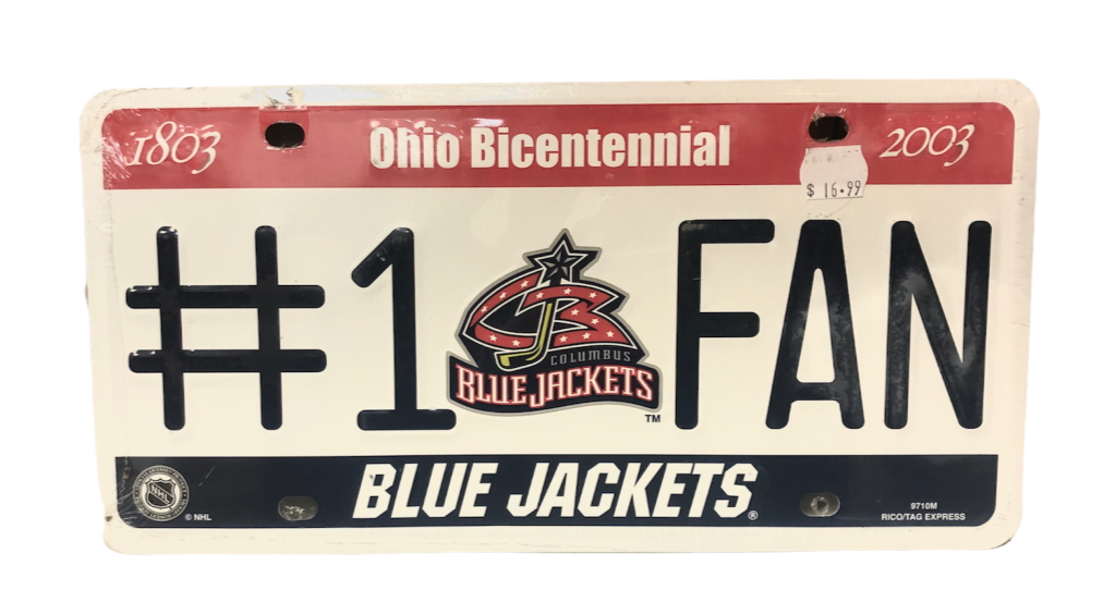 NHL License Plate Metal #1 Fan Blue Jackets