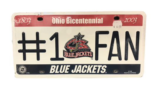 NHL License Plate Metal #1 Fan Blue Jackets