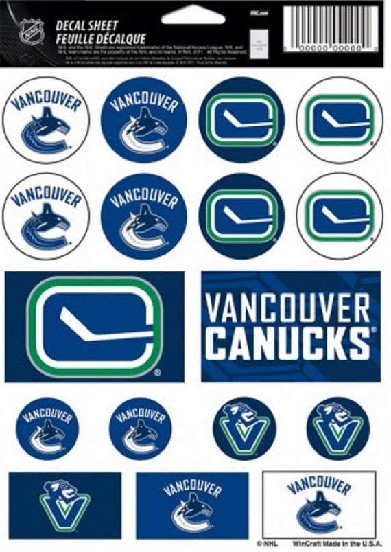 NHL Decal Sheet 5X7 Canucks